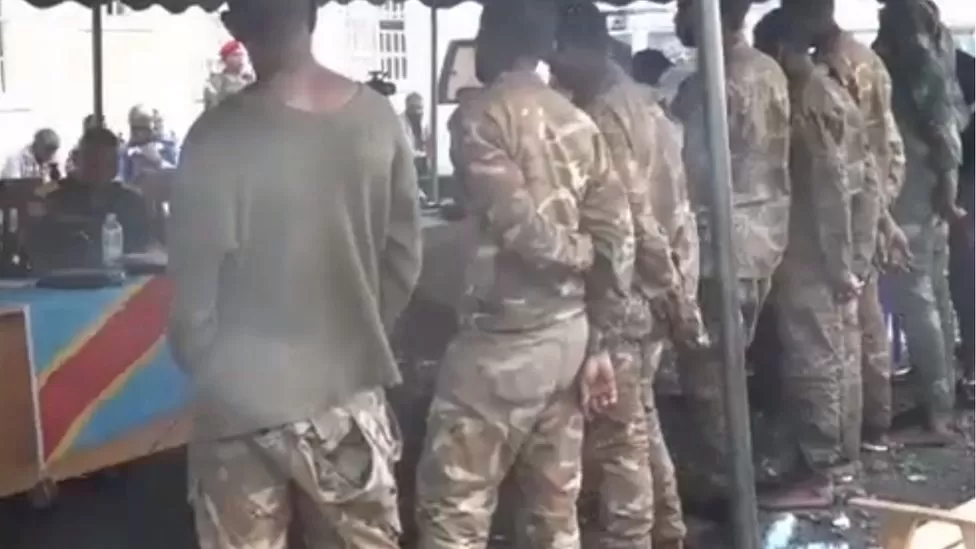 Soldiers awaiting military court proceedings.