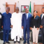 FCT Minister Barrister Nyesom Wike (4th left) flanked by the Hon. Minister of Health and Social Welfare Prof. Ali Pate (3rd left) and the Vice President of the Vice President, Global Programmes of the Susan Buffett Foundation Prof. Seniat Fisseha (2nd right) and other officials when the Health Minister led the delegation to the FCTA on a courtesy visit.