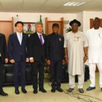 L-R: Seung Han, Executive Vice President, Daewoo Engineering and Construction, TaeWon Jubg, MD, Daewoo Eand C Nig, Wonju Jung, Global Chairman Daewoo E and C, FCT Minister, Nyesom Wike, Chief Joseph Penawou Country Chairman, Daewoo E and C, Heineken Lokpobiri, Hon Minister of State for Petroleum, and Steve Ko Executive Director Technical Daewoo E and C during the visit of the Daewoo delegation to the FCTA on Thursday