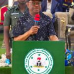 FCT Minister Nyesom Wike making his remarks during the townhall meeting on security in Bwari on Wednesday.